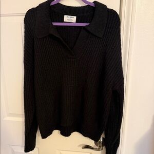 Old Navy Black Collared V-Neck Sweater